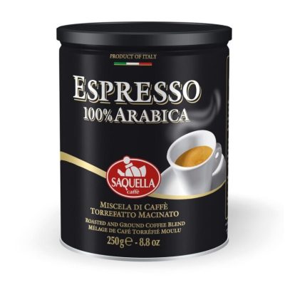 قهوه اسپرسو آسیاب شده ایتالیا ساکوئلا %100 عربیکا 250 گرم Italy
